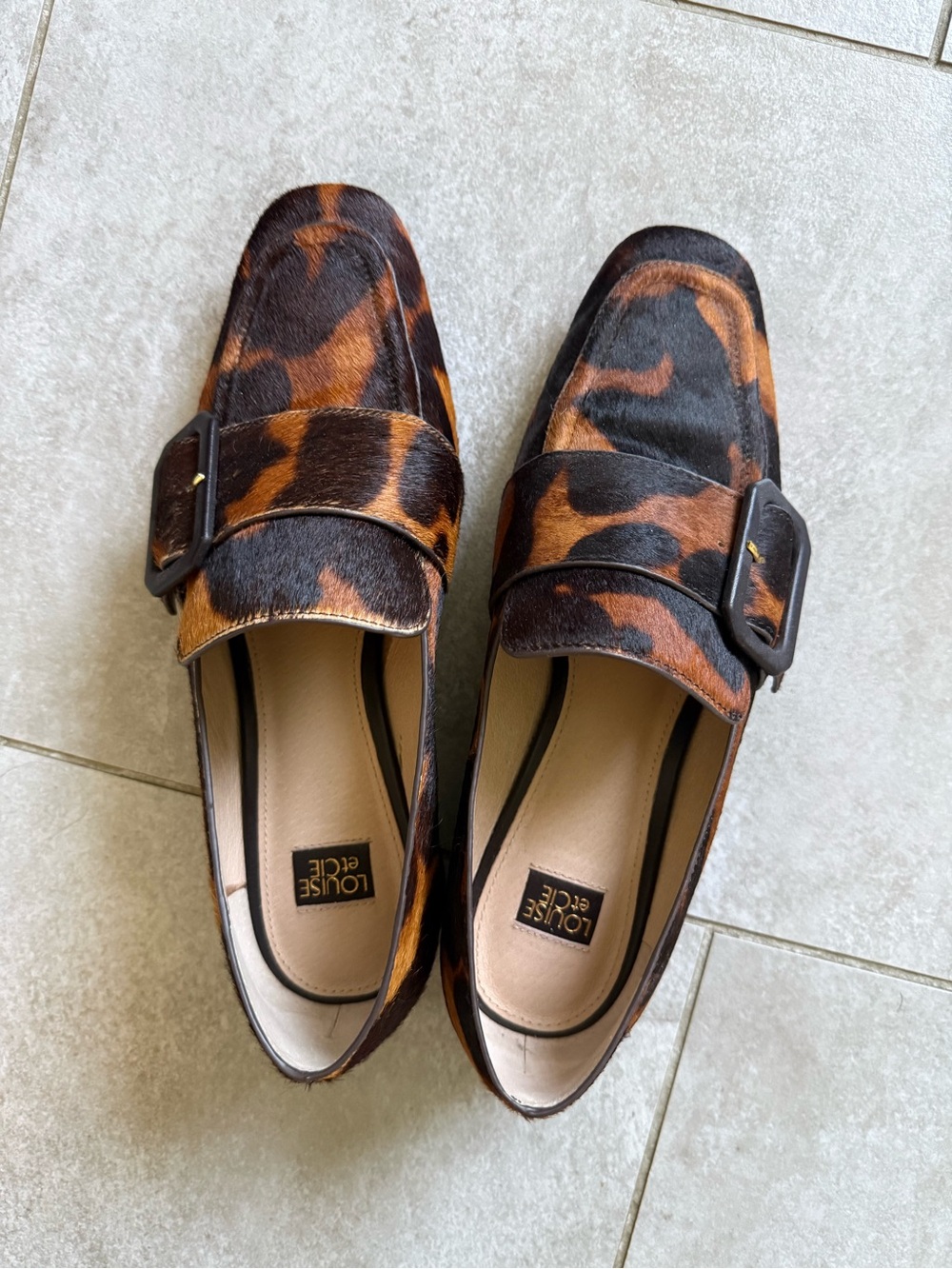 Louise et Cie Leopard-Print hair Slip-On Loafers in Brown and Black